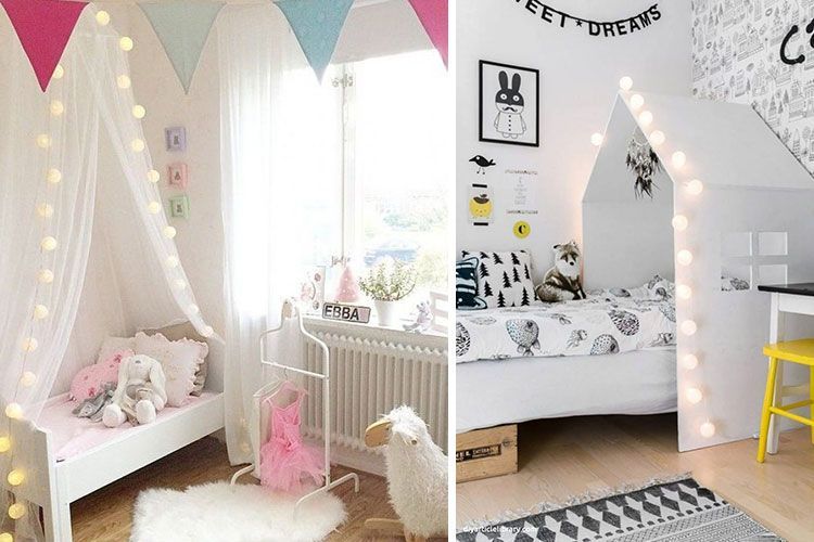 decoración dormitorio infantil con guirnaldas