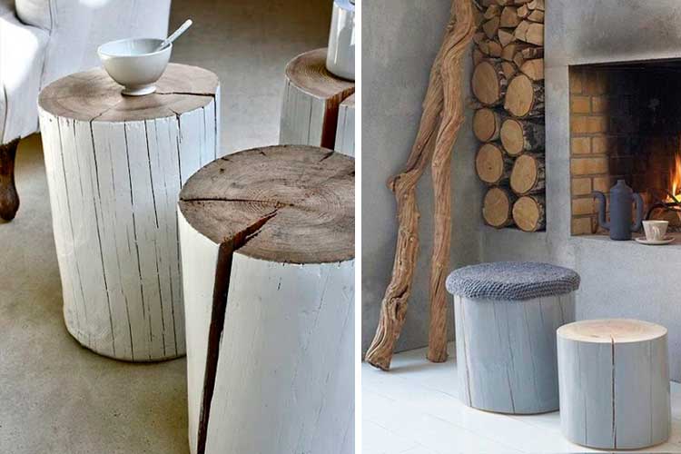 Decoración con muebles hechos a base de troncos