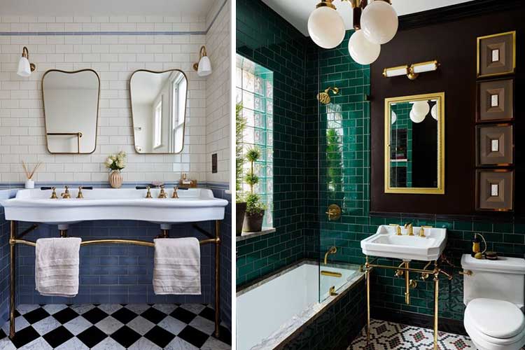 azulejos de diseño para el baño vintage y modernistas