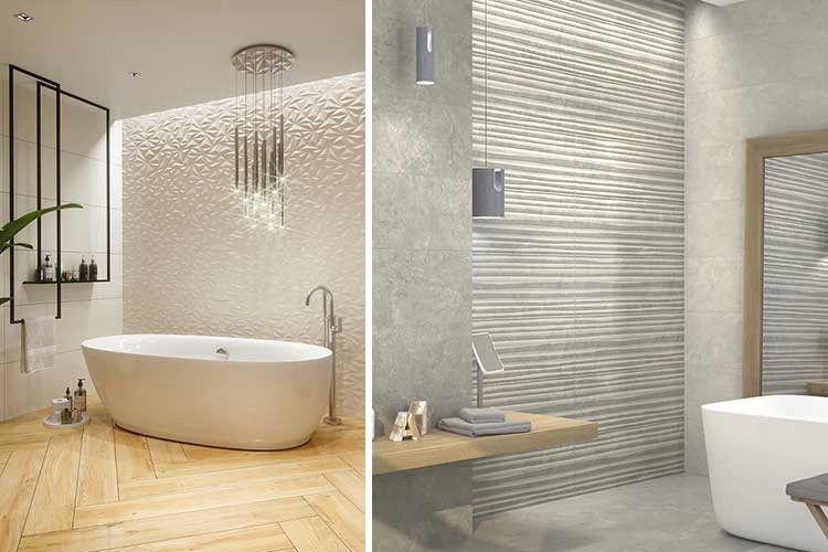 azulejos con relieve de diseño para el baño
