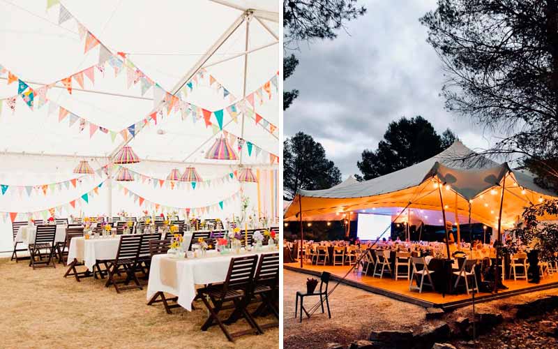 Decoración de fiestas en exteriores con carpas