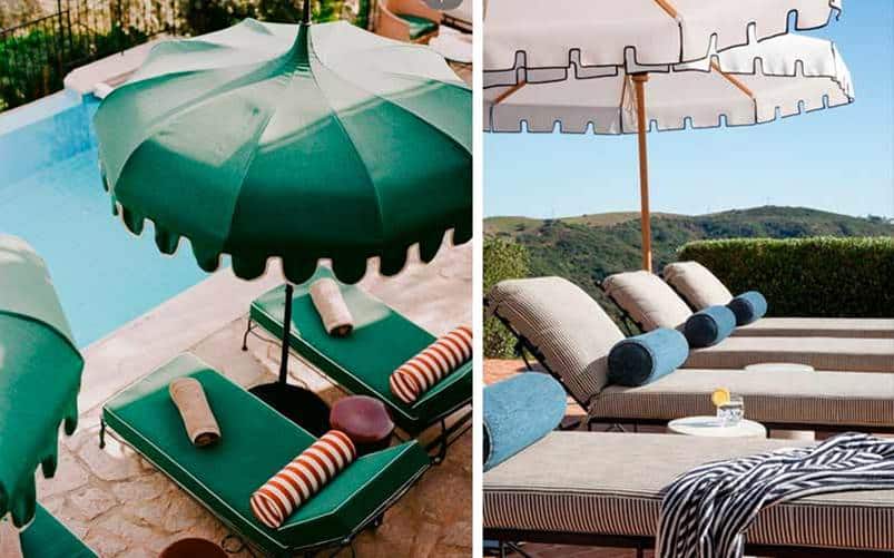 Sombrillas decorativas para la zona de piscina