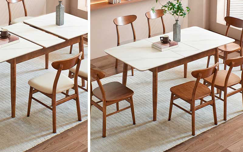 Mesa rectangular extensible desde el centro