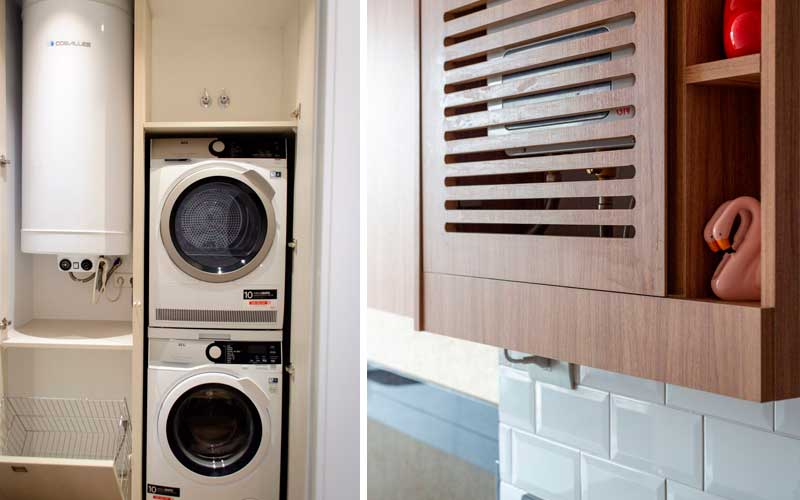 Termo oculto en mueble con puerta de celosía