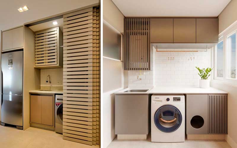 Termo oculto en mueble con puerta de celosía