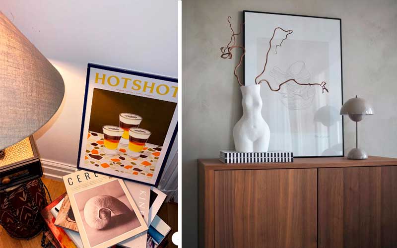 Decoración con marcos apoyados