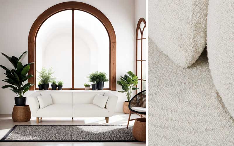 Sofá con tapicería bouclé