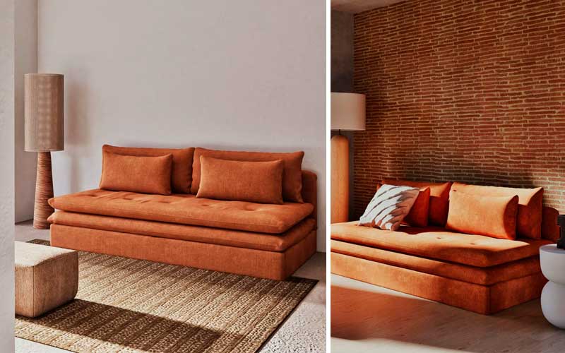Sofá en tonos tierra