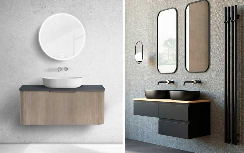 Almacenaje de baño con muebles suspendidos