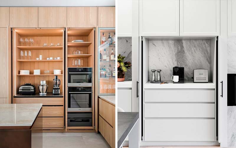 Cocina con puertas escamoteables