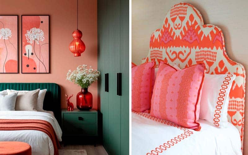Decoración de cabeceros con telas de color