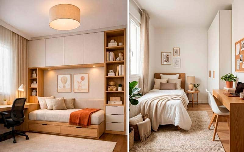 Decoración de dormitorios juveniles en tonos neutros