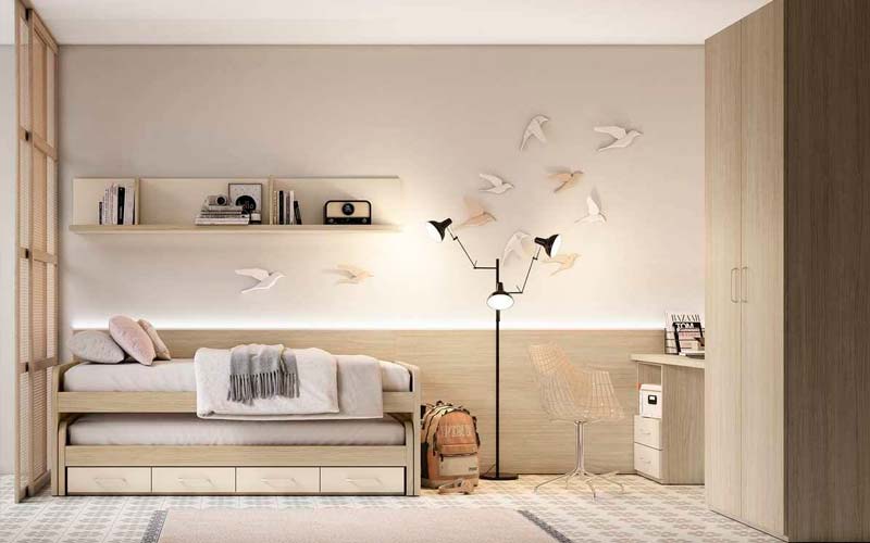 Decoración de dormitorios juveniles en tonos neutros