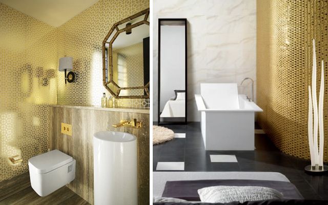 Decoración de baños dorados. Más de 20 ideas para decorar el baño en tonos dorados.