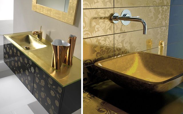 Decoración de baños dorados. Más de 20 ideas para decorar el baño en tonos dorados.