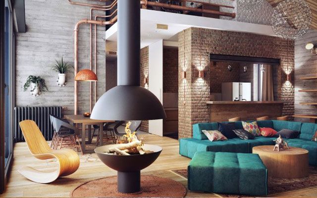 28 ideas para decorar salones con chimeneas modernas de tiro visto