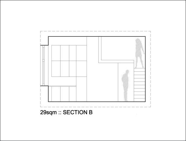 Distribución de un piso de 29 m2