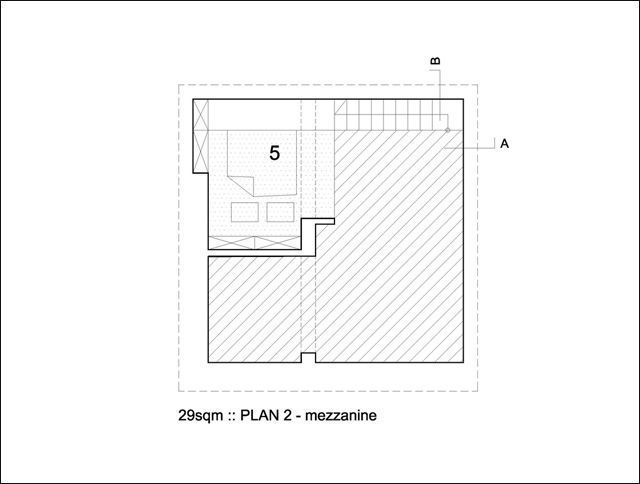 Distribución de un piso de 29 m2