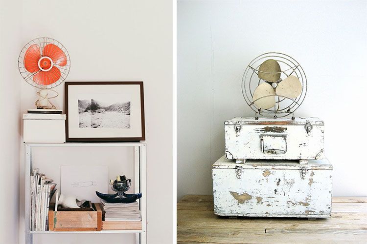 Ventiladores portátiles de aire retro y vintage