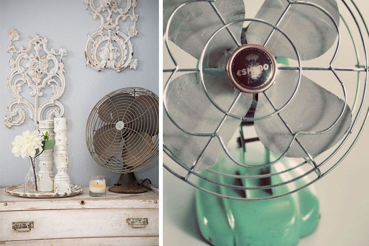 Ventiladores portátiles de aire retro y vintage