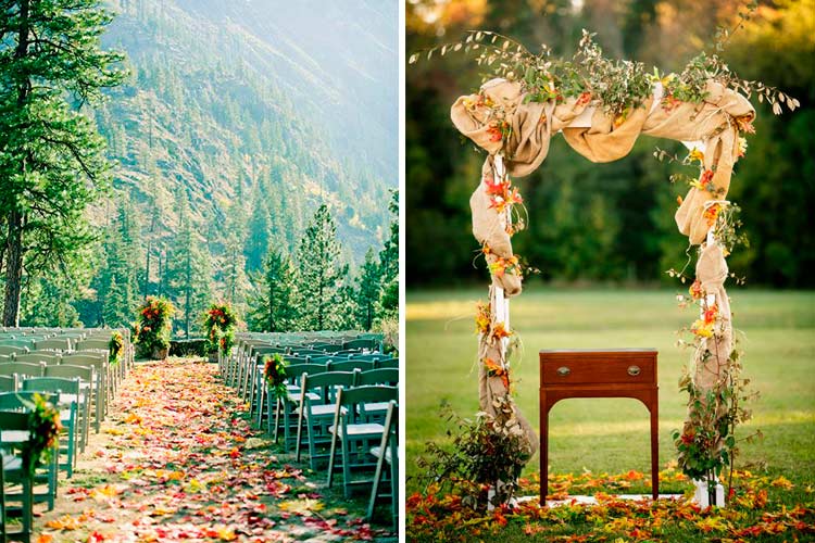 Decoración de bodas de otoño