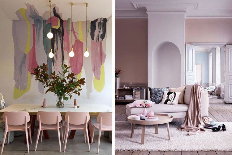 Interiores con estilo en rosa palo