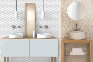 Azulejos de formatos diferentes para conseguir un baño original