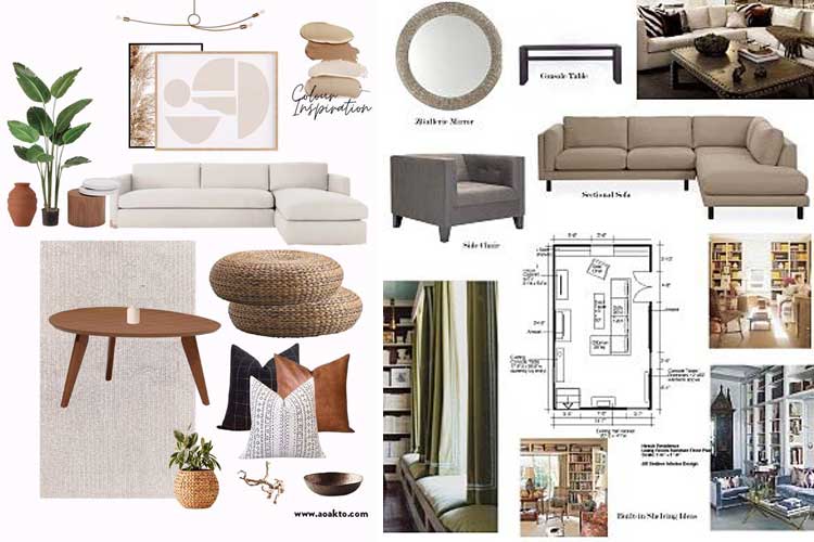 moodboard con plano de vivienda