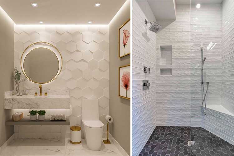 azulejos con relieve de diseño para el baño