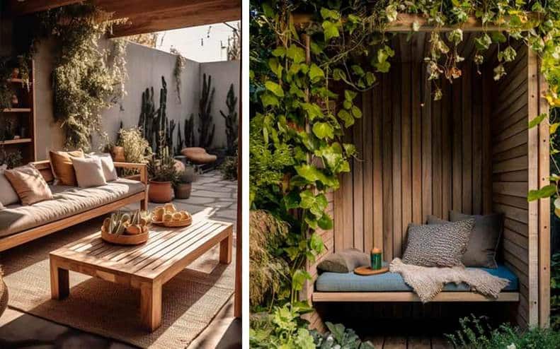 Decoración de exterior con textiles naturales